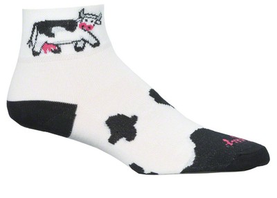 SockGuy Classic Cow Socks 2 inch Cuff White Womens Small Medium Synthetic