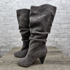 Sole Society Boots Womens 6M Gerii Slouchy Heels Knee High Gray Suede Pull On