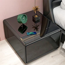 Modern Smart Side Table Built in Fridge Temperature Control Induction Light