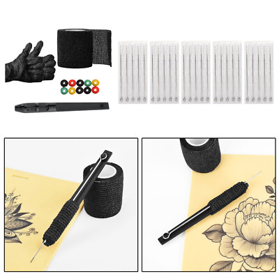 3 Poke Pen Hand Kit Zubehör mit Bandage Tape Ösen für (schwarz)