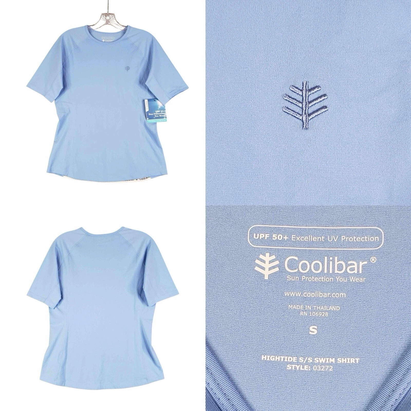 Coolibar Shirt Men's Small S Blue Short Sleeve UPF 50+ Sun Protection Swim New