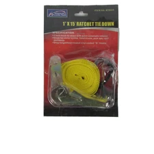 American Favorite Tools 1”x15” Ratchet Tie Down with Hooks RTD115