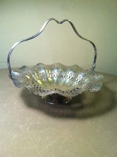 Vtg Bernard Rice & sons silver Apollo EPNS handle basket #5881 1920's Wedding
