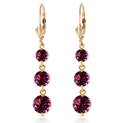 14K. SOLID GOLD CHANDELIERS EARRING WITH AMETHYST (Yellow Gold)