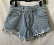 Forever 21 High Waisted Denim Shorts Waist Size 27 Distressed