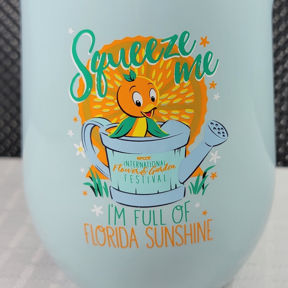 New Disney Parks Epcot Flower & Garden Orange Bird Corkcicle Baby Blue