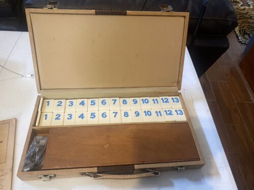Vintage American Way Rummi Game in case- COMPLETE  w/WOOD Tile Holders - Rare - Picture 1 of 18