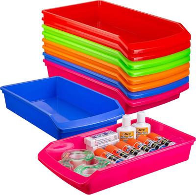 10 Pack   Plastic Shelf Bins, Closet Shelves Organization Trays, Low Profile ...