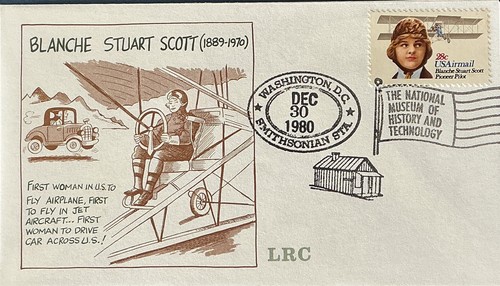 LRC C99 Blanche Stuart Scott 1st Woman Solo Flyer Drove Car