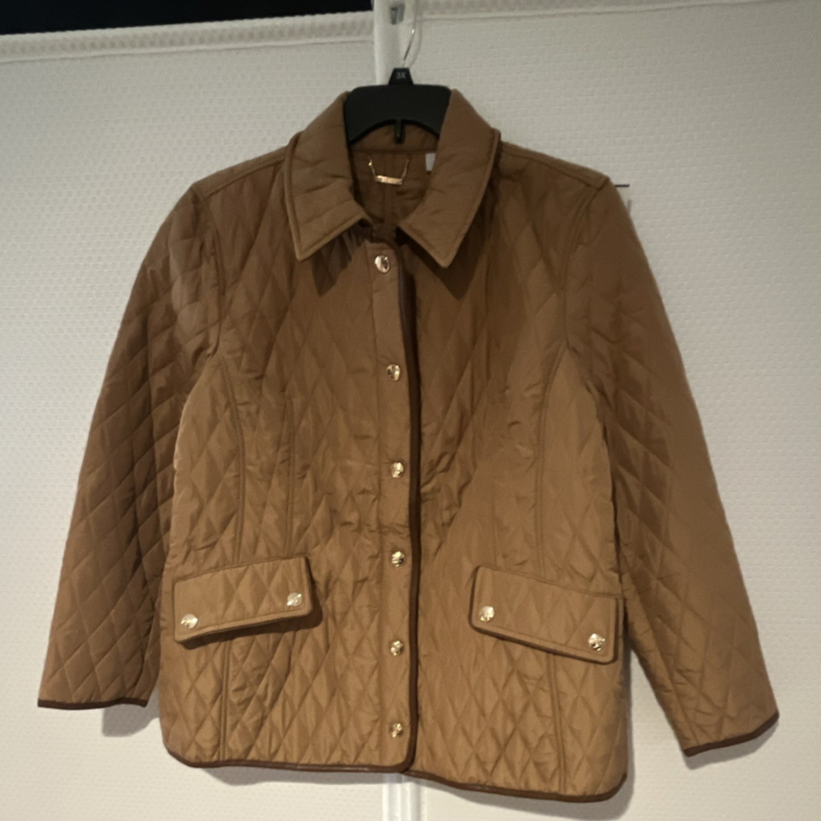 Chico's Quilted Button Collared Brown Jacket Wome… - image 1