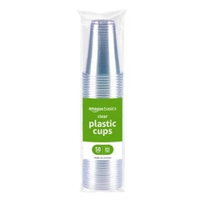 Amazon Basics Disposable Clear Plastic Cups, 16oz, 50-Count Party/Event
