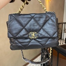Chanel 19Bag Chain Flap Bag Black Soft Lambskin Tri-color Hardware [Duties Paid]