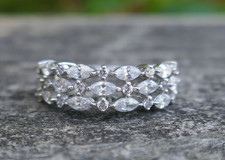 Vintage Sterling Silver  Clear Cubic Zirconia Ring - Size 7