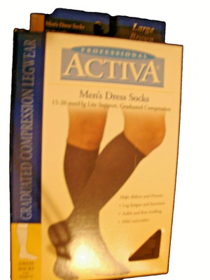 Activa Medical Men's Dress Graduated Compression Socks 15-20 Sz Large Brown   L6