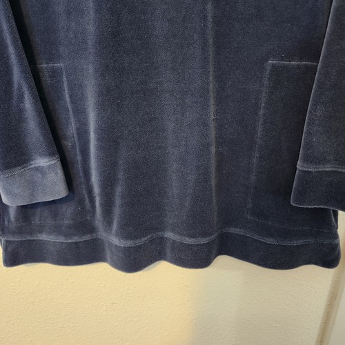 Denim & Company Velour Top Pullover Womens Small Long Sleeve Pockets Blue - Picture 3 of 14