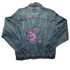 Vintage Levi’s Denim Jacket With Dragon Embroidery Size Medium