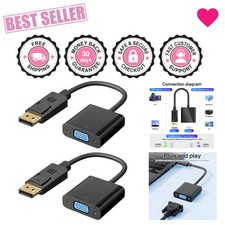 Gold-Plated DisplayPort to VGA Adapter 2 Pack - 1080p High-Performance Converter