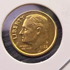 24k Gold Plate US 2022 D Liberty Roosevelt Dime Proof Like Uncirculated Coin