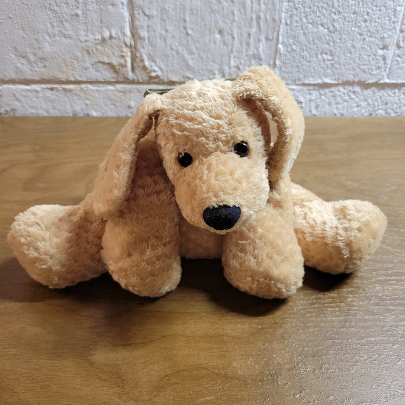 Mary Meyer Flip Flops Puppy Plush 14" Dog Cream  Tan Green Bow Floppy 1999 Rare