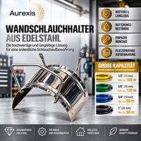 Aurexis Wandschlauchhalter Edelstahl, Werkstattschlauchhalter