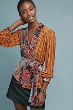 Anthropologie Moulinette Soeurs Velvet Wrap Top Size Small