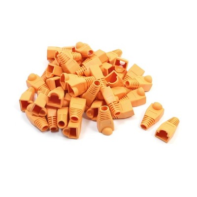 50 Pcs RJ45 Connector Modular Network End Cap Boot Guard Orange