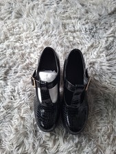 New Ladies Womens Chunky Mid High Block Heel T-Bar Platform Mary Jane Shoes Size