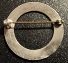 Vintage 1960s-1970s Round Circle Brooch Pin Textured Front Silver Tone Metal — photo 2