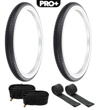 PRO BICYCLE TIRES 26 X 2.125 WHITEWALL P-123A DIAMOND TREAD W/TUBES RIM STRIP