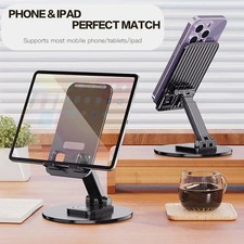 Universal Phone Stand On Desk 360 Rotating Multi-Angle Non-Slip Metal Base Fold