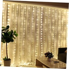 300LED Fairy Curtain Lights, 9.8x9.8Ft USB Plug-in 8 Modes Regular Warm White