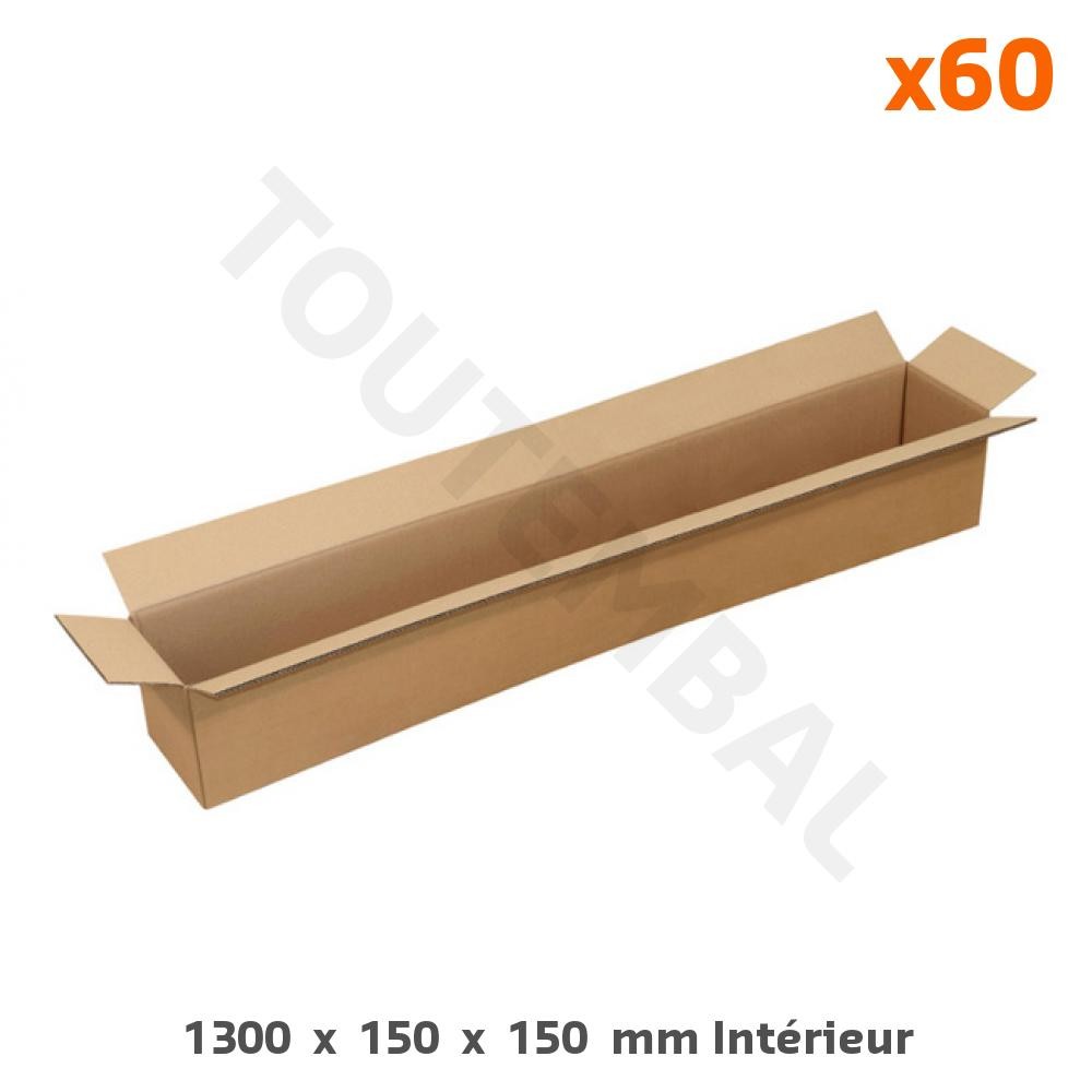 Carton long double cannelure 1300x150x150 mm pour envoi d'objets étirés x60
