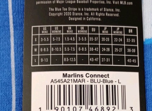 Stance Miami Marlins City Connect Sugar Kings Socks Size Large MLB Baseball - Picture 8 of 9