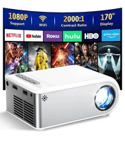 Mini Projector with WiFi and Bluetooth, Outdoor Portable Mini Projector for i...