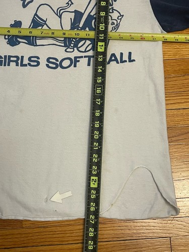 True Vintage 60s 70s Youth Large Attica New York Girls Softball 3/4 T-Shirt USA - Bild 7 von 8