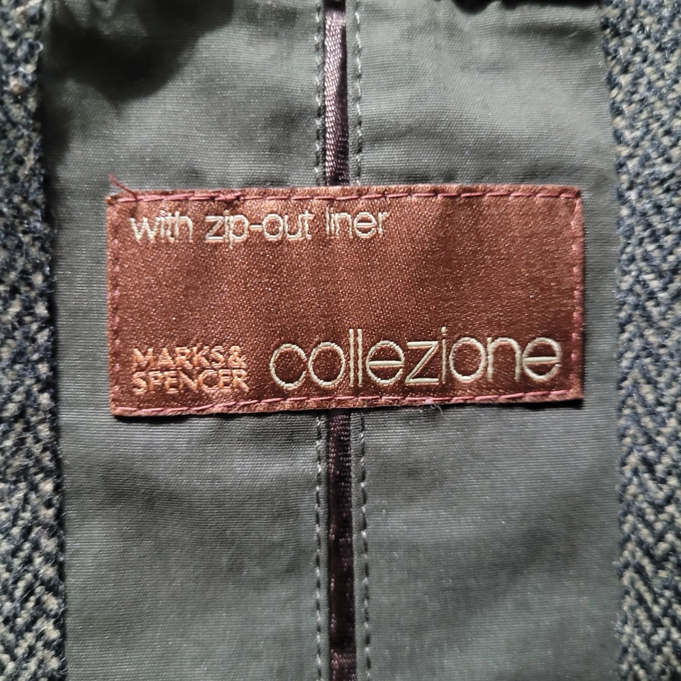 M&S Coat mens Size Large 42 Chest Long Khaki Green Zip In Liner Outdoors Trench - Image 2 of 4