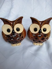2 Rite Aid Home Ceramic Owl Candle Holder 