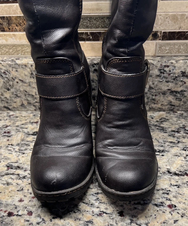 BOC Born O Concept Women's Size 7.5 Brown Faux Leather Riding Boots 3” Heel - Image 4 of 4