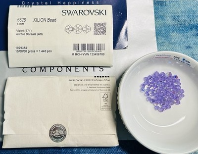 Swarovski Bi-cone Beads 5328 4mm Violet AB 1440 pcs Sealed Pack Austrian