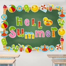 Hello Summer Bulletin Board Cutouts 52 PCS Beach Classroom Decor Glue Points