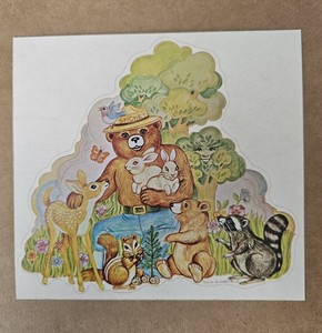 Vintage Smokey Bear and Friends Sticker, 1970s, 5.5" x 5"