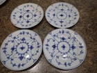 Royal Copenhagen Blue Fluted Plain 4 Bread/Desert Plates #181  Denmark 6-1/8"