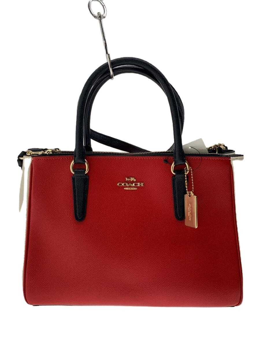 COACH Red PVC Shoulder Bag Plain Design Style F82132
