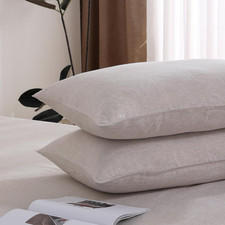 100 French Linen Pillowcase Set of 2, Breathable Envelope Closure Soft Linen Pi