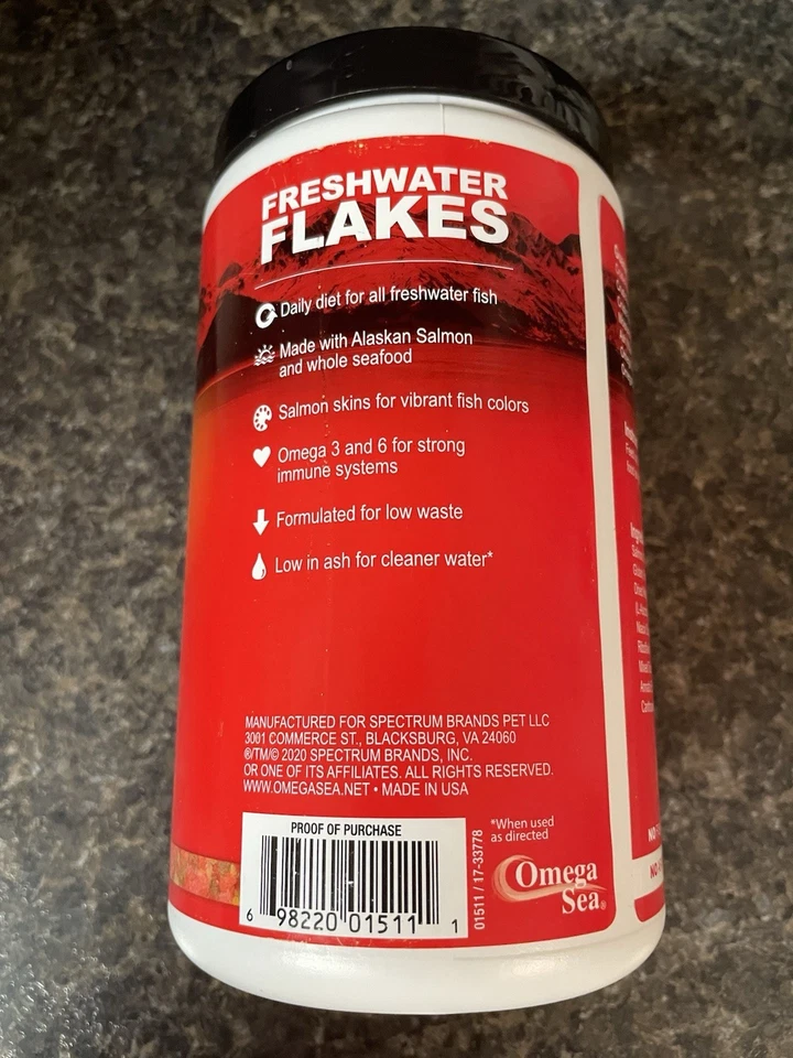 Copos de comida para peces de agua dulce amarillos nutritivos 5,3 onzas Omega Color Boost NUEVO Foto 4 de 4