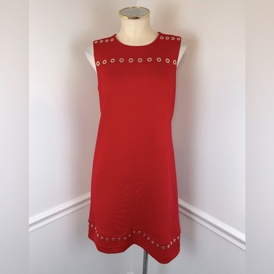 KARL LAGERFELD Paris Sleeveless Red Dress Gold Detail | Size 6