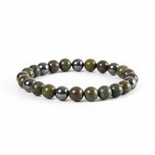 Natural Dragon Blood Jasper & Hematite Beaded Stretch Bracelet 8mm For Men & Wom