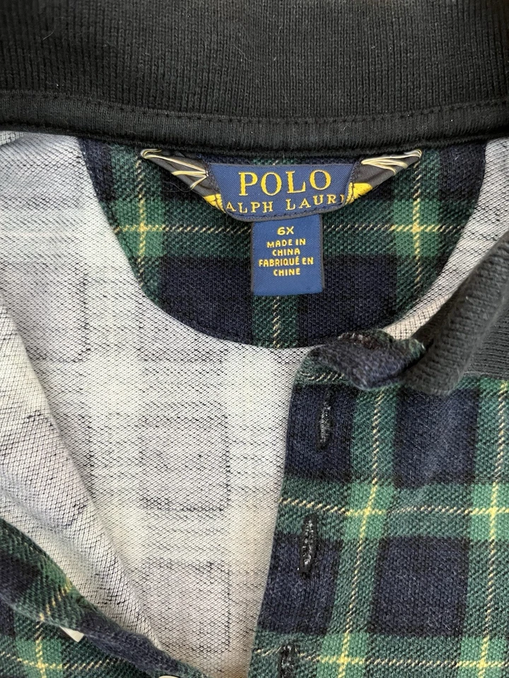 Polo Ralph Lauren Girls 6X Green Plaid Holiday Party Shirt Dress Preppy Tartan - Image 4 of 4