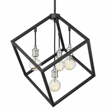 Z-Lite 478P24 Vertical 4 Light 24"W Chandelier - Black