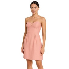 BCBGeneration Womens 4 Coral Strapless Sweetheart Keyhole Mini Dress Pleated